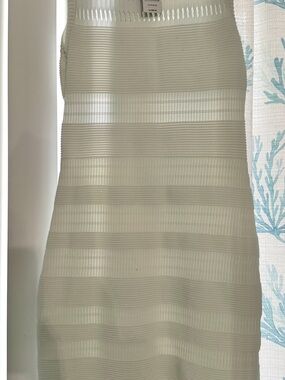 Bebe new 🆕 Sleeveless Ribbed Bandage Dress in White/Ivory